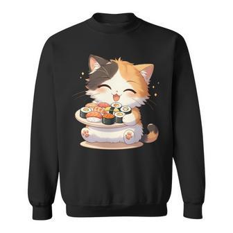 わがまま猫 寿司ねこ ラーメン好き かわいい おもしろ マンガ 長袖tシャツ スウェットシャツ - Kawaiitshirt