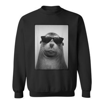 アシカ サングラス フォトブース レトロ 動物 アザラシ ポートレート スウェットシャツ - Kawaiitshirt
