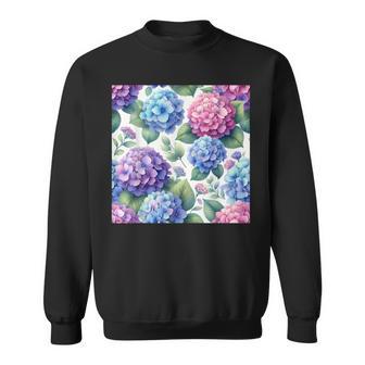 アジサイの水彩柄アジサイ スウェットシャツ - Kawaiitshirt