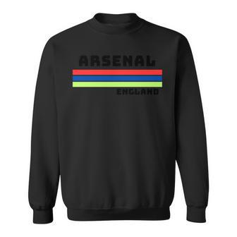 アーセナルレトロデザイン、レッド、ブルー、イエローのストライプ。 長袖tシャツ スウェットシャツ - Kawaiitshirt