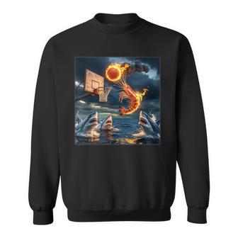 エビダンキングオンシャークファニーフィッシングミーム スウェットシャツ - Kawaiitshirt