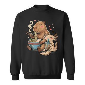 カピバラ×ウーパールーパー ラーメン&タピオカ かわいい スウェットシャツ - Kawaiitshirt