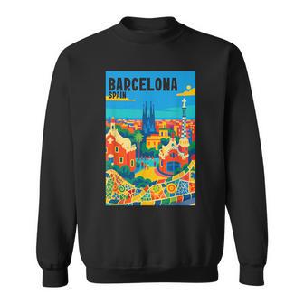 カラフル バルセロナ スペイン ガウディ公園 & サグラダファミリア 旅行 スウェットシャツ - Kawaiitshirt