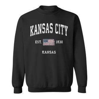 カンザスシティカンザスks ヴィンテージ アメリカ国旗 スポーツデザイン スウェットシャツ - Kawaiitshirt