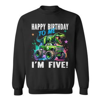 キッズ ハッピーモンスタートラックがテーマの5歳の誕生日 5歳 男の子 5歳 スウェットシャツ - Kawaiitshirt