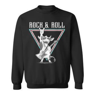 ギター付きロックンロール牛 スウェットシャツ - Kawaiitshirt