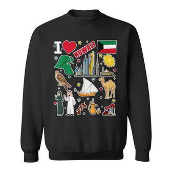 クウェート 手描きのシンボル クウェート地図 文化的アイコン スウェットシャツ - Kawaiitshirt