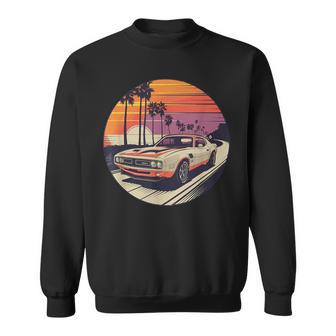 クラシック マッスルカー レトロ ビンテージ スタイル ビーチ サンセット スウェットシャツ - Kawaiitshirt