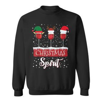 クリスマススピリット 赤ワイングラス サンタクロース エルフ トナカイ スウェットシャツ - Kawaiitshirt