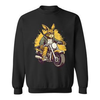 クールなウサギ オートバイライダー 野生の野ウサギバイカー スウェットシャツ - Kawaiitshirt