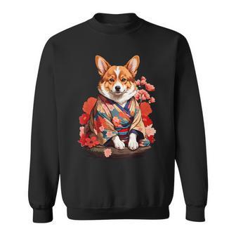 コーギー 着物 サムライ 伝統 日本アニメ アート 忍者 スウェットシャツ - Kawaiitshirt