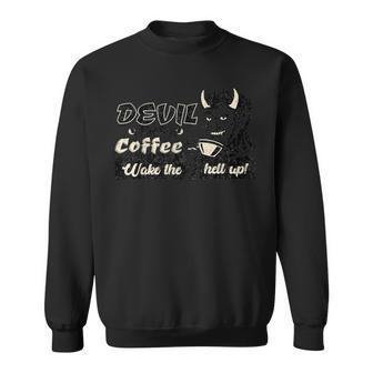 コーヒー愛好家のためのファニーデビルブランドコーヒー スウェットシャツ - Kawaiitshirt