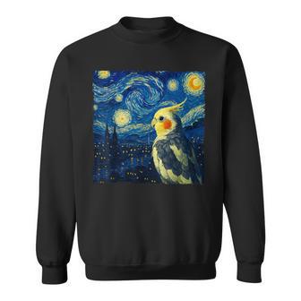 ゴッホの星空を見つめるかわいいオカメインコ 星月夜 スウェットシャツ - Kawaiitshirt
