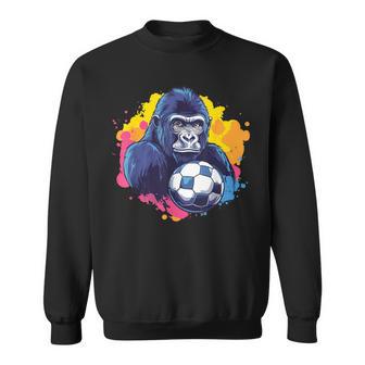 ゴリラ サッカーボール 鮮やかな色 スウェットシャツ - Kawaiitshirt