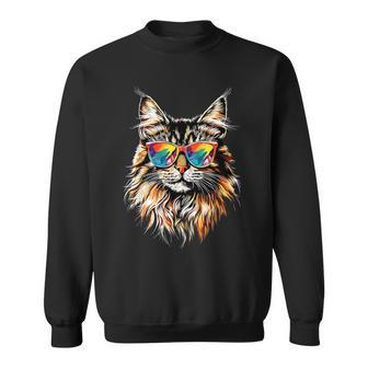 サングラスをかけたメインクーン猫 かわいいメインクーン猫 スウェットシャツ - Kawaiitshirt