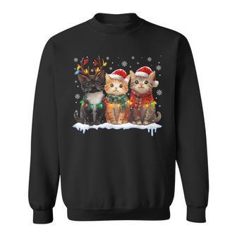 サンタ 猫 ライト トナカイ クリスマス 猫 恋人 パジャマ スウェットシャツ - Kawaiitshirt