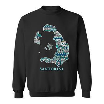 サントリーニ島 ギリシャ 地図 ギリシャ柄 旅行 休暇 スウェットシャツ - Kawaiitshirt