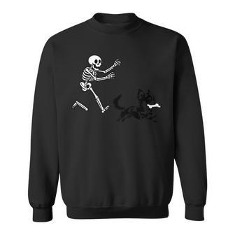 スケルトンハロウィーンを実行している面白いチワワ スウェットシャツ - Kawaiitshirt