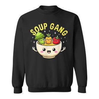 スープギャング かわいい 野菜 ボウル入り かわいい 料理 楽しい スウェットシャツ - Kawaiitshirt