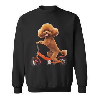 チャリで来た トイプードル 面白いtシャツ 犬 動物 メンズ グッズ かわいい おもしろ 面白い 服 ネタ スウェットシャツ - Kawaiitshirt