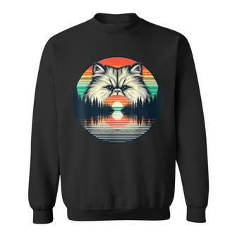 チンチラ ペルシャ猫 夕日 レトロスタイル ヴィンテージ 80年代 70年代 スウェットシャツ - Kawaiitshirt