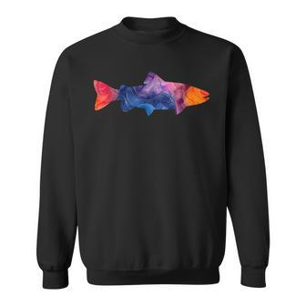 トラウトフィッシュのシルエット アートな水彩画 スウェットシャツ - Kawaiitshirt