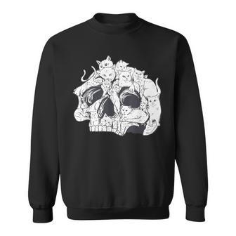 ドクロ 猫 面白い ハロウィン 漫画 子猫 スウェットシャツ - Kawaiitshirt