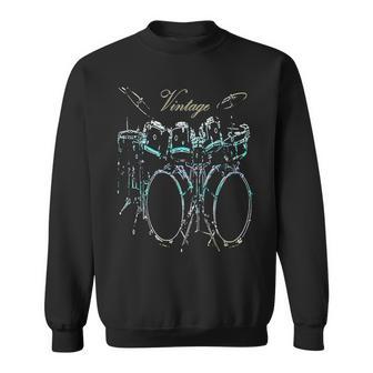 ドラムビンテージドラマードラムセットデザイン スウェットシャツ - Kawaiitshirt