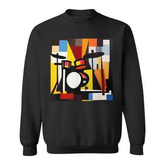 ドラムモチーフ カラフル シルエット 楽器 ドラマー スウェットシャツ - Kawaiitshirt