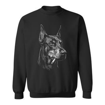 ドーベルマン 喫煙 タバコ 犬 ヴィンテージ ドーベルマン 面白い ミーム スウェットシャツ - Kawaiitshirt