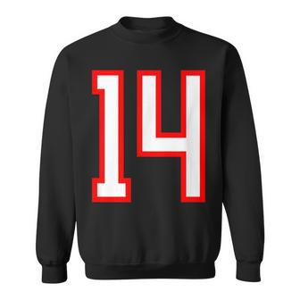ナンバー 14 スポーツ ホワイト レッド ナンバー 14 スウェットシャツ - Kawaiitshirt