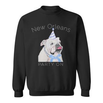 ニューオーリンズ 面白い犬の着用パーティーハット付き スウェットシャツ - Kawaiitshirt