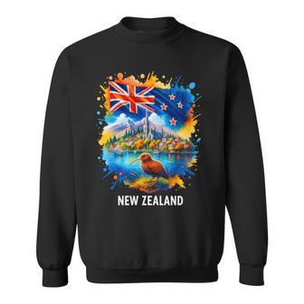 ニュージーランド国旗 旅行 お土産 ニュージーランド人 Nz キウイバード 長袖tシャツ スウェットシャツ - Kawaiitshirt
