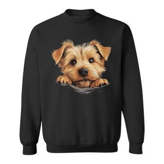 ノーフォークテリア 犬 ママ パパ 覗き見 子犬 スウェットシャツ - Kawaiitshirt