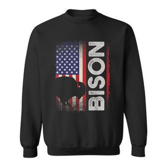 ハンティング アメリカンバイソン クリエイティブ ユーズド加工 アメリカ国旗 ハンター スウェットシャツ - Kawaiitshirt