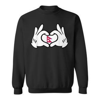 ハートを形作る漫画の手 ネパール国旗 スウェットシャツ - Kawaiitshirt