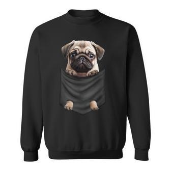 パグ 面白いtシャツ イヌ ポケット わんこ メンズ 犬好き グッズ かわいい おもしろ 面白い 服 ネタ 長袖tシャツ スウェットシャツ - Kawaiitshirt