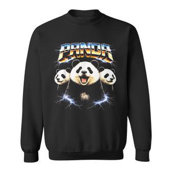 パンダ ヘヴィメタル 80年代 ロックミュージック メタルヘッド エレキギター スウェットシャツ - Kawaiitshirt