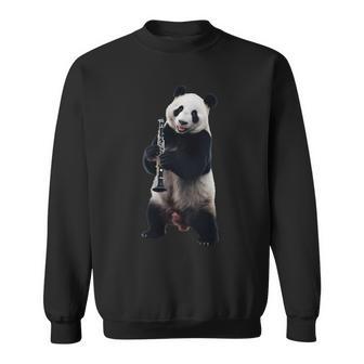 パンダ 演奏 クラリネット リアル 長袖tシャツ スウェットシャツ - Kawaiitshirt