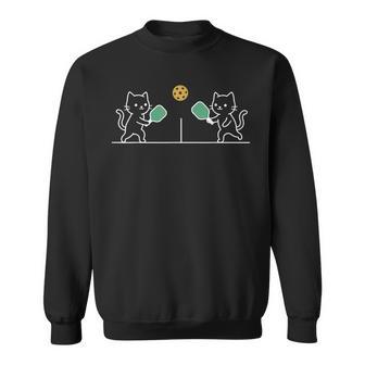 ピックルボール 猫 おもしろ ミニマル パドル アート ねこ好き ラリー コート 仲間 誕生日 かわいい 運動 楽しい スウェットシャツ - Kawaiitshirt