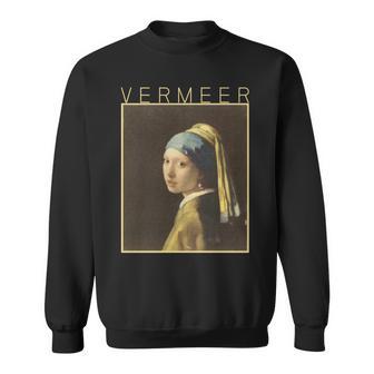 フェルメール 真珠の耳飾りの少女 面白いtシャツ 絵画 アート メンズ 面白い 服 美術 グッズ 油彩画 長袖tシャツ スウェットシャツ - Kawaiitshirt
