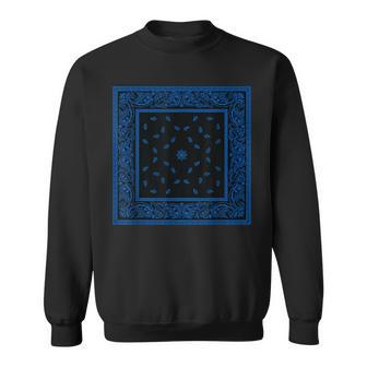 メンズ ブラックブルーバンダナプリントtシャツ ロイヤルブルーペイズリー柄 スウェットシャツ - Kawaiitshirt