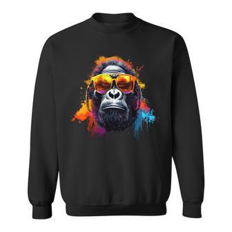 ヘッドフォンとサングラスをかけたdjモンキー音楽パーティーモンキー スウェットシャツ - Kawaiitshirt