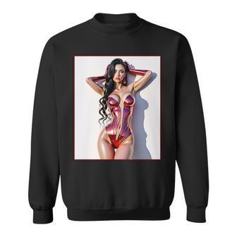 ホットガールオンtシャツ 男性用 セクシー巨乳sfピンナップガール 長袖tシャツ スウェットシャツ - Kawaiitshirt