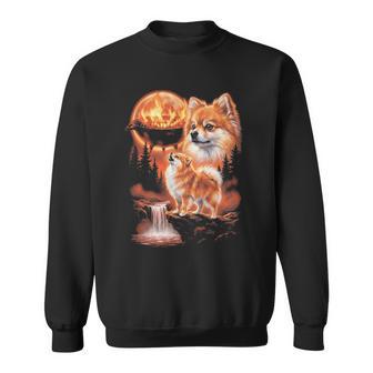 ポメラニアン ハウリング Bbq グリルマスター お父さん ユーモア 面白い 長袖tシャツ スウェットシャツ - Kawaiitshirt