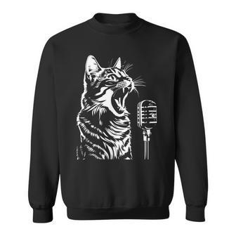 マイクで歌う猫 猫歌手 スウェットシャツ - Kawaiitshirt