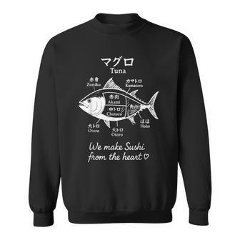 マグロ寿司切り図デザイン 日本料理グラフィック スウェットシャツ - Kawaiitshirt