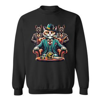 マフィア ボス 猫 葉巻 ギャング ブルドッグ スウェットシャツ - Kawaiitshirt