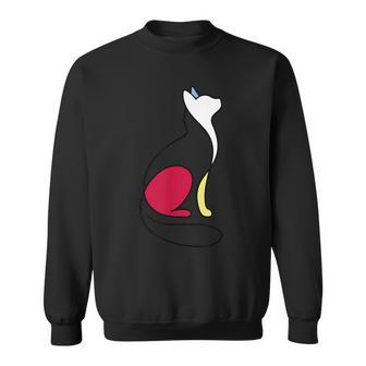 ミニマルラインアート ミロ風の猫 スウェットシャツ - Kawaiitshirt