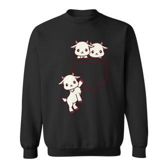 ヤギ好きの方へ かわいいかわいい赤ちゃんヤギのポケット付き スウェットシャツ - Kawaiitshirt